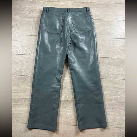 Aritzia Wilfred Melina Marbled Grey Faux Leather Crop Pants - Picture 4 of 15